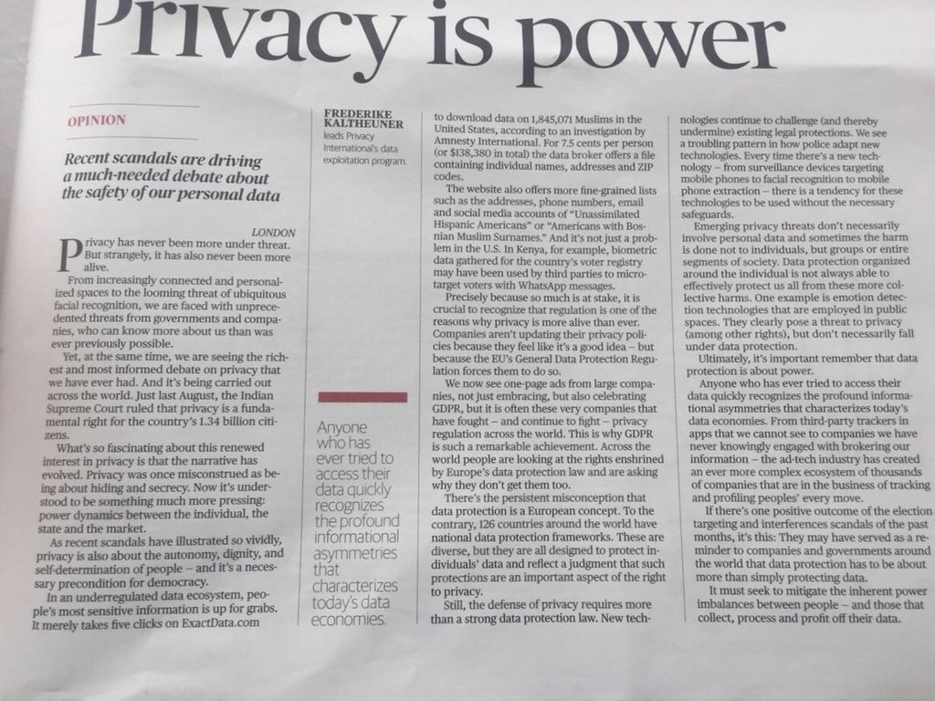 RT @F_Kaltheuner: Privacy is power.…
